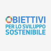 Icona Obiettivi per lo sviluppo sostenibile, scritta azzurra su sfondo grigino