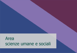 Area scienze umane e sociali, su sfondo in parte blu, caratteristico per gli ambiti turistico e della mediazione, in parte lilla, caratteristico per l'ambito della comunicazione, e in parte vinaccia, caratteristico per l'ambito della storia