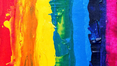 bandiera arcobaleno dipinta con tempera