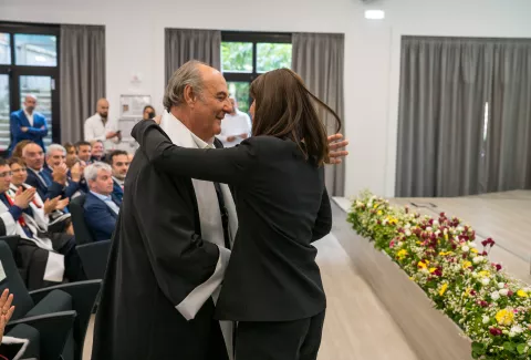 Ministro dell’Università e della Ricerca Anna Maria Bernini e Gerry Scotti