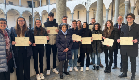 Vincitori del premio Silvia Luglio con signora Ortelli, Prest e Moriondo