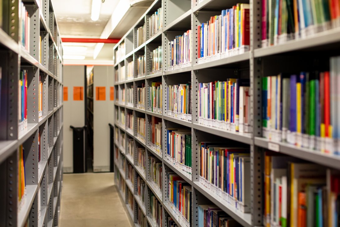 Scaffali della biblioteca con libri