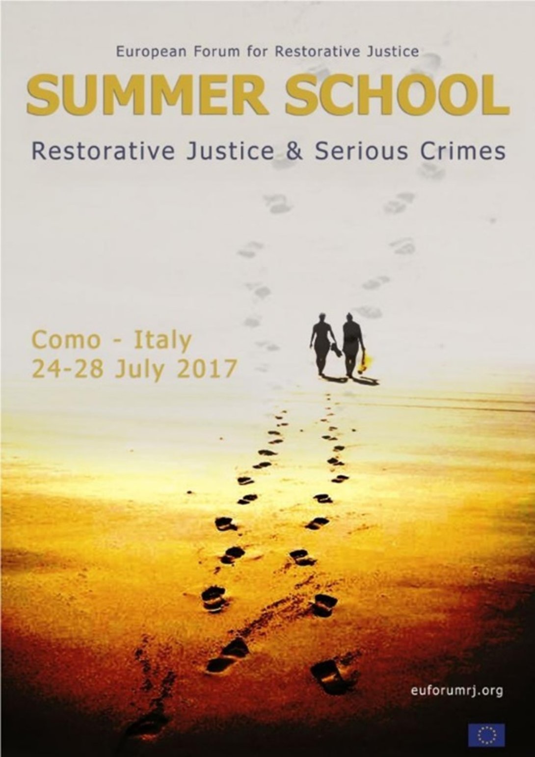 Locandina Summer School 2017 Como con due persone che si allontanano al tramonto