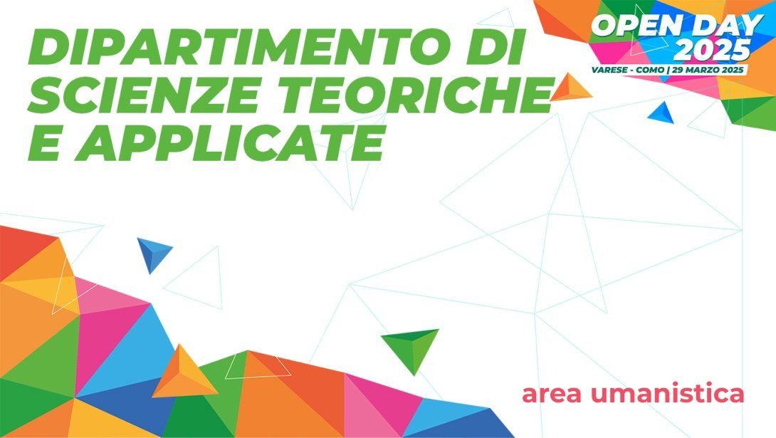 Logo con triangoli colorati - Dipartimento di Scienze teoriche e applicate - Open Day 29 marzo 2025