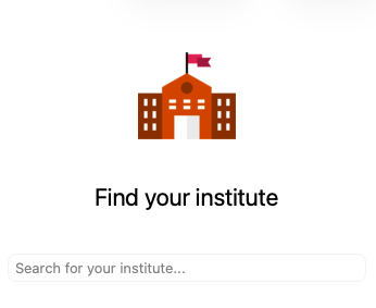 Immagine di un edificio arancio con scritta Find your institute