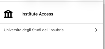 Icona edificio in nero con scritte Institute Access e Università degli Studi dell'Insubria