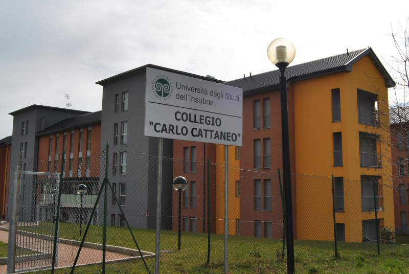 Collegio Carlo Cattaneo, Via Dunant - Varese Palazzo giallo, vialetto, lampione, cartello